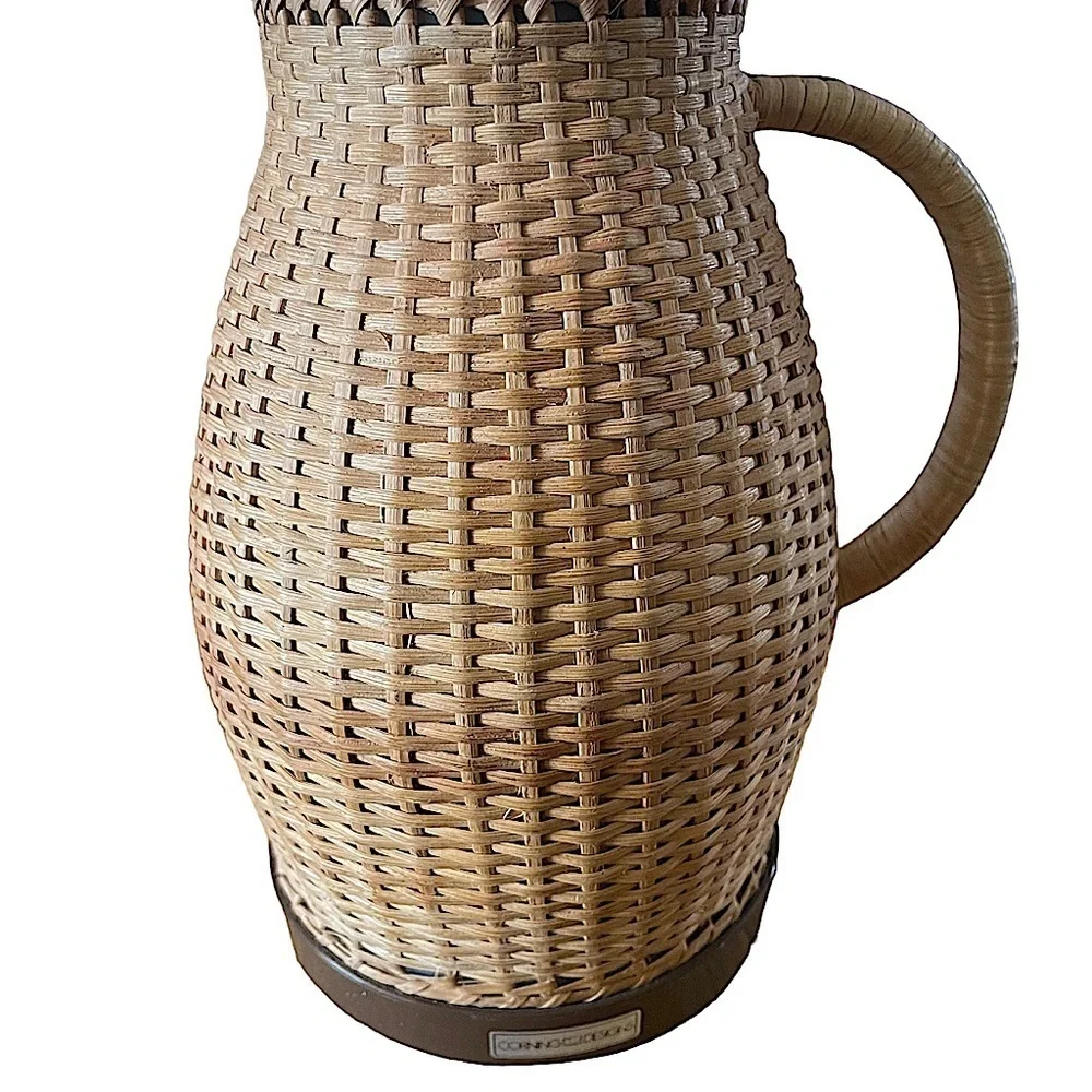MCM Vintage Corning Designs Wicker Wrapped Thermal Carafe Coffee Thermos